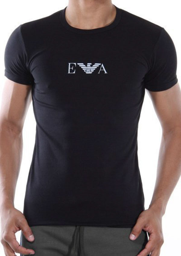 ARMANI EMPORIO ARMANI T-shirt nera con logo centrale per uomo 