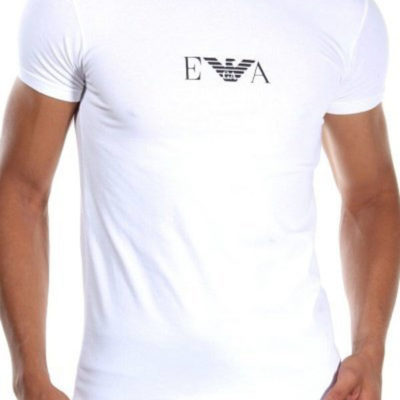 t-shirt bianca Emporio Armani con piccolo logo in tessuto elasticizzato
