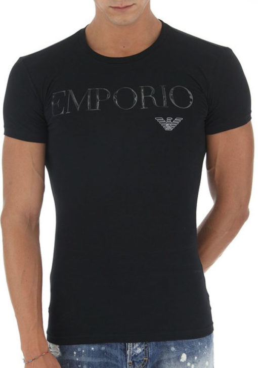 Emporio Armani t-shirt con scritta in tessuto stretch