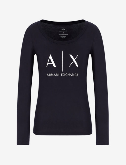 maglietta manica lunga Armani Exchange da donna con logo-3
