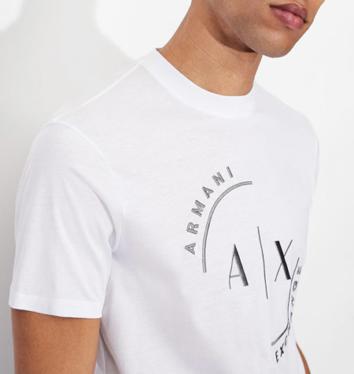 T-shirt con logo ARMANI EXCHANGE circolare ricamato -3