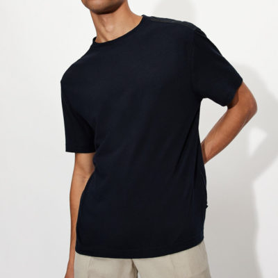 ARMANI EXCHANGE t-shirt misto lino blu da uomo