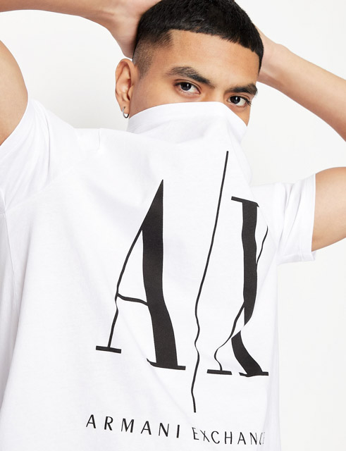 ARMANI EXCHANGE maglietta da uomo bianca logo A|X nero-1