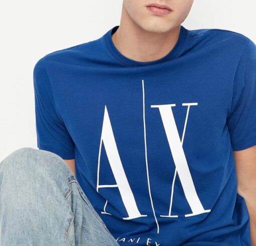 ARMANI EXCHANGE maglietta da uomo bluette logo A|X -1