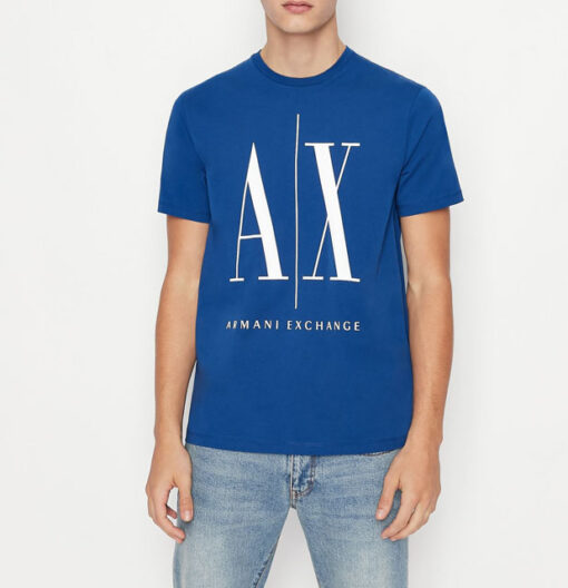ARMANI EXCHANGE maglietta da uomo bluette logo A|X -2