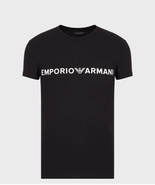 T-shirt nera EMPORIO ARMANI con scritta logo bianca-1