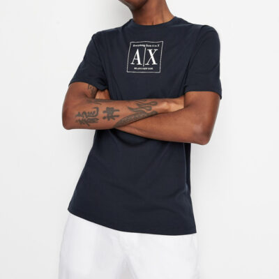 Maglietta ARMANI mezze maniche con stampa AX da uomo