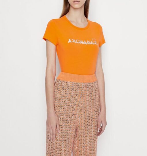 T-shirt arancione ARMANI EXCHANGE da donna-1