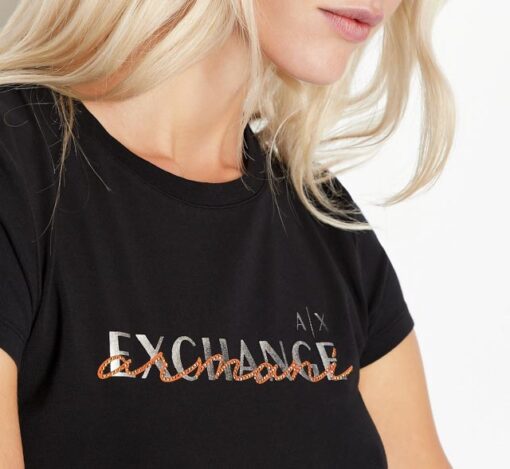 T-shirt nera ARMANI EXCHANGE da donna-1