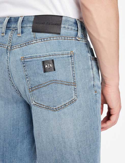 Pantaloncino jeans Armani Exchange misto cotone lino da uomo-3