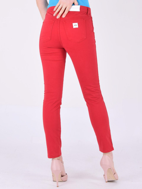 Jeans rosso donna ARMANI EXCHANGE modello capri con spacchetto-2