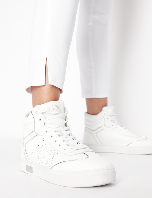 Jeans bianco donna ARMANI EXCHANGE modello capri con spacchetto-4