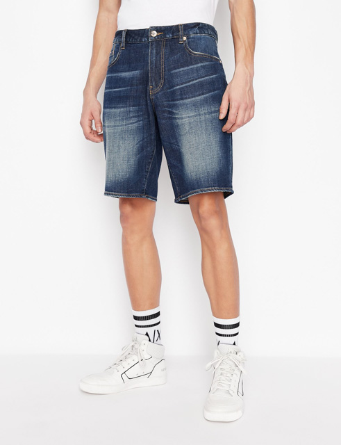 Shorts In Denim Blu Cotone Elastan Armani Exchange Uomo Abbigliamento Pantaloni e jeans Shorts Pantaloncini 