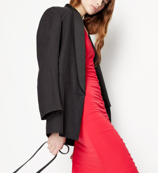 ARMANI EXCHANGE vestito rosso donna longuette mezza manica-5