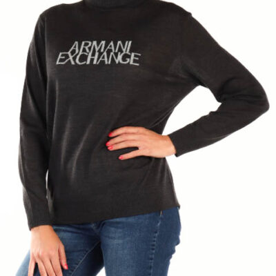 ARMANI EXCHANGE maglione collo alto con scritta da donna