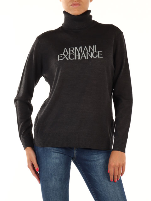 ARMANI EXCHANGE maglione collo alto con scritta da donna-2