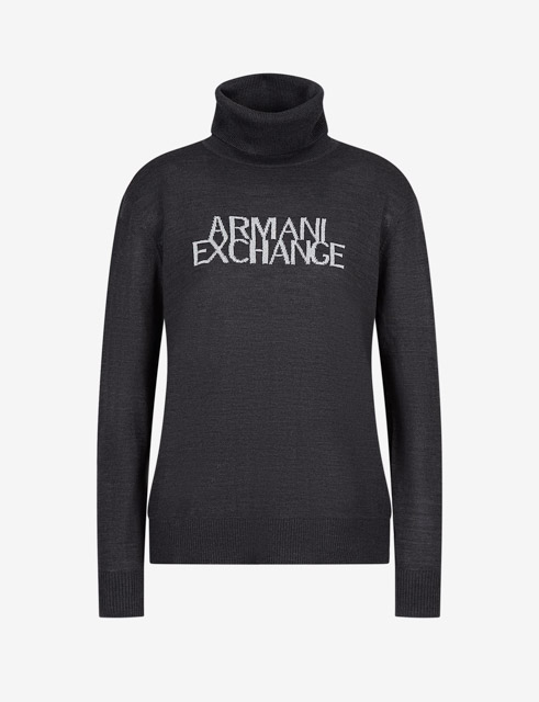 ARMANI EXCHANGE maglione collo alto con scritta da donna-1