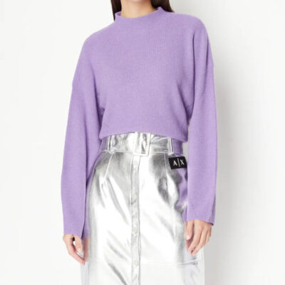 ARMANI EXCHANGE MAGLIONE LILLA A LUPETTO DA DONNA-3