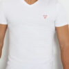 GUESS t-shirt a v tinta unita bianca da uomo-3