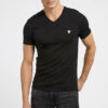 GUESS t-shirt a v tinta unita nera da uomo-4