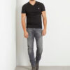 GUESS t-shirt a v tinta unita nera da uomo-2