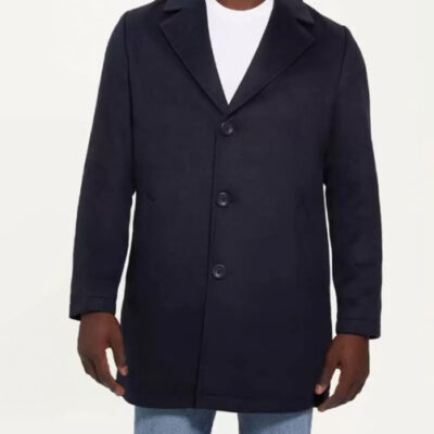 GUESS cappotto blu da uomo in misto lana