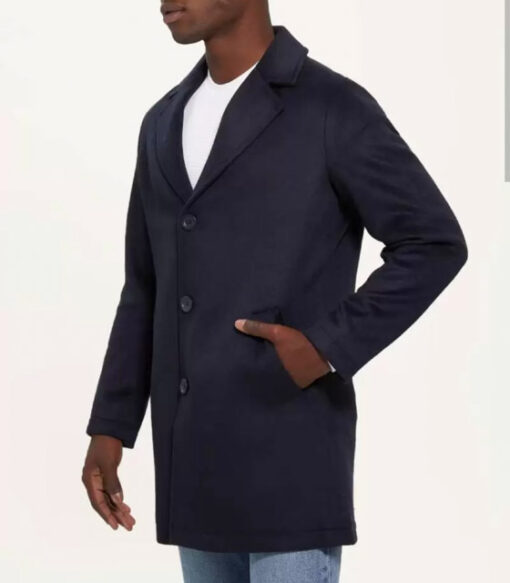 GUESS cappotto blu da uomo in misto lana-3