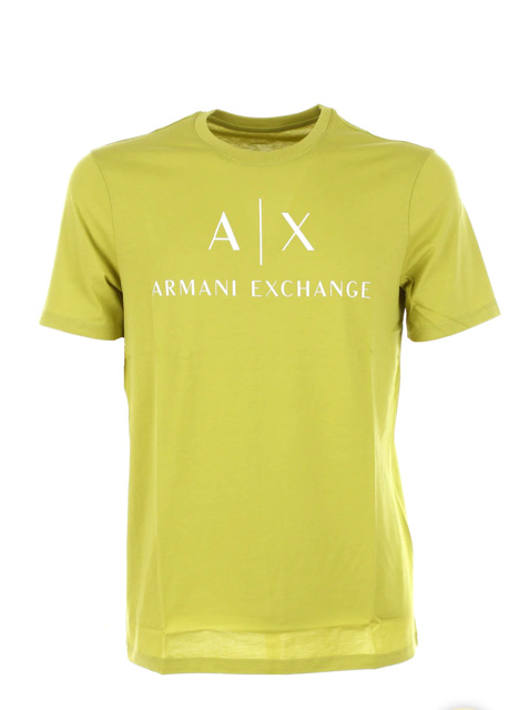 Armani Exchange t-shirt lime con scritta logo da uomo-1