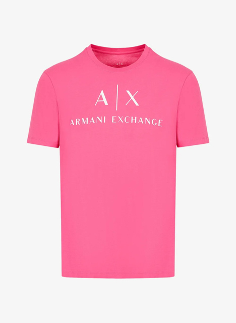 Armani Exchange t-shirt magenta con scritta logo da uomo-2