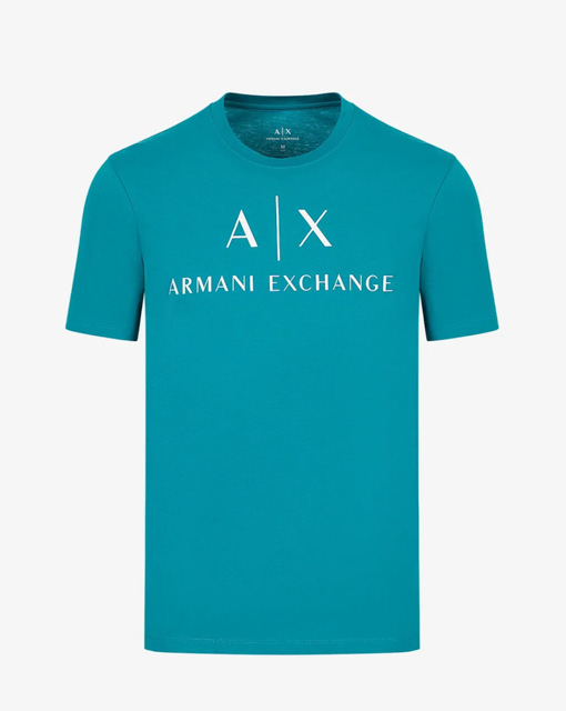 Armani Exchange t-shirt ottanio con scritta logo da uomo-2
