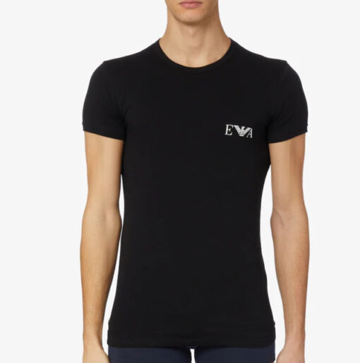 T-shirt nera Emporio Armani girocollo da uomo piccolo logo