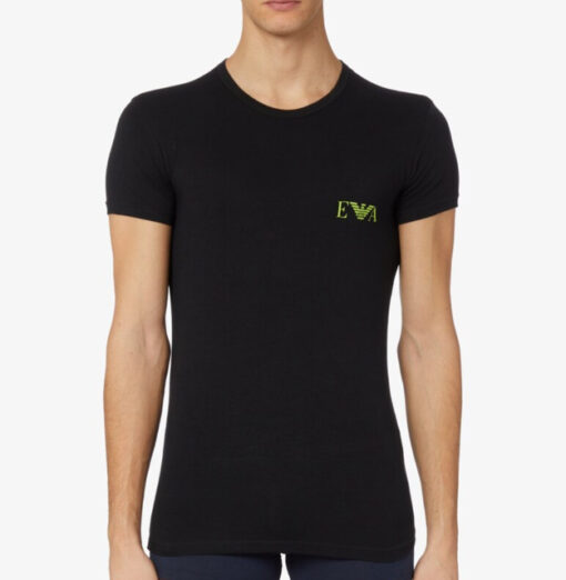 T-shirt nera Emporio Armani girocollo da uomo piccolo logo-4