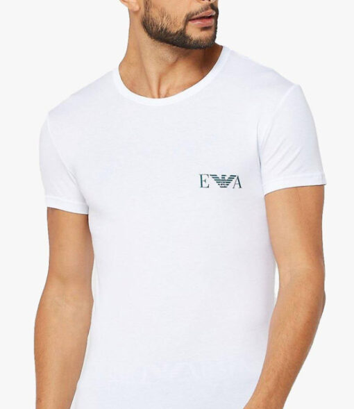 T-shirt bianca Emporio Armani girocollo da uomo piccolo logo-1