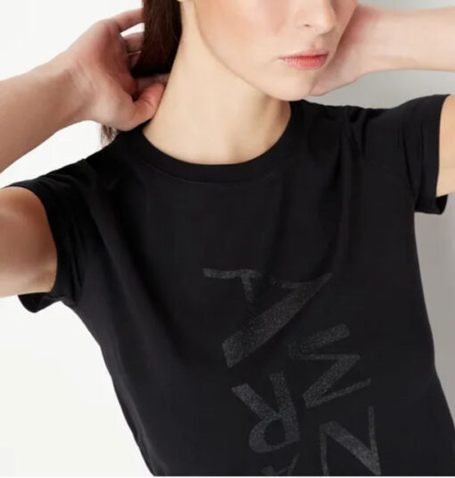 T-shirt nera ARMANI EXCHANGE con scritta da donna-1
