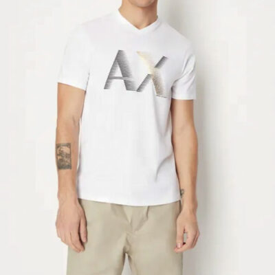 T-shirt bianca scollo V ARMANI EXCHANGE uomo-2