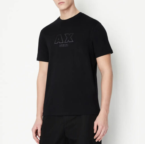 ARMANI EXCHANGE t-shirt nera con logo tono su tono da uomo-2