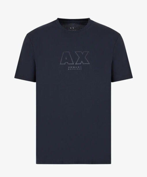 ARMANI EXCHANGE t-shirt blu con logo tono su tono da uomo