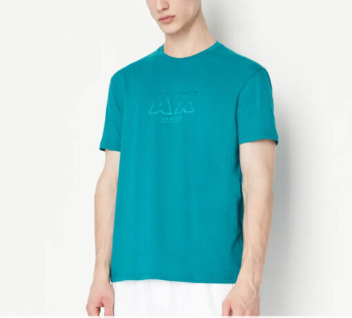 ARMANI EXCHANGE t-shirt ottanio con logo tono su tono da uomo-2