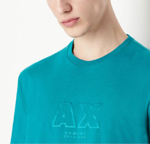 ARMANI EXCHANGE t-shirt ottanio con logo tono su tono da uomo