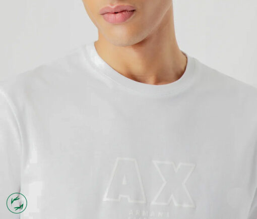 ARMANI EXCHANGE t-shirt bianca con logo tono su tono da uomo-3