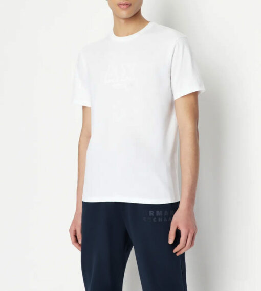 ARMANI EXCHANGE t-shirt bianca con logo tono su tono da uomo-1