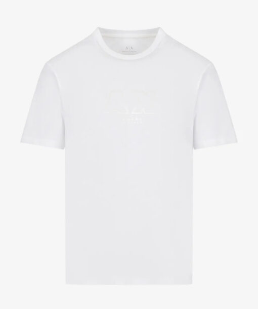 ARMANI EXCHANGE t-shirt bianca con logo tono su tono da uomo