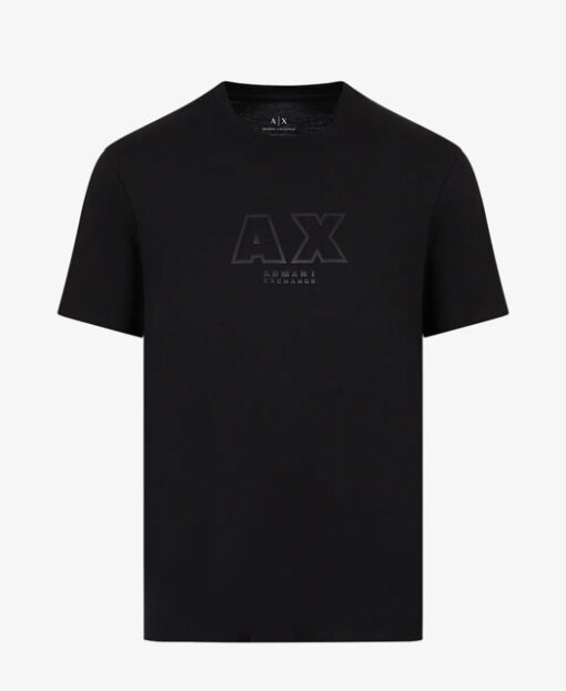 ARMANI EXCHANGE t-shirt nera con logo tono su tono da uomo-3
