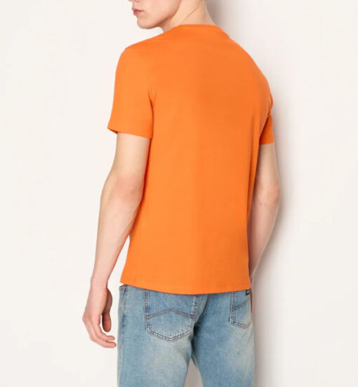 T-shirt arancione da uomo con piccola scritta ARMANI EXCHANGE