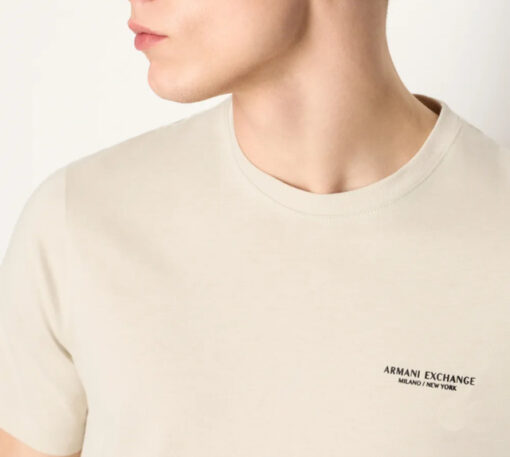 T-shirt beige da uomo con piccola scritta ARMANI EXCHANGE -3