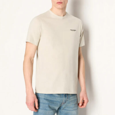 T-shirt beige da uomo con piccola scritta ARMANI EXCHANGE -1