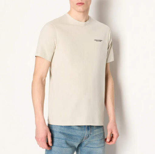 T-shirt beige da uomo con piccola scritta ARMANI EXCHANGE -1