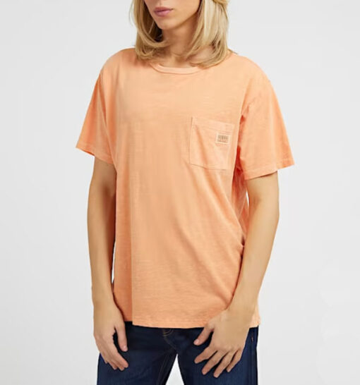T-shirt arancione uomo con taschino GUESS-4