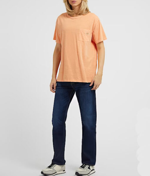 T-shirt arancione uomo con taschino GUESS-3