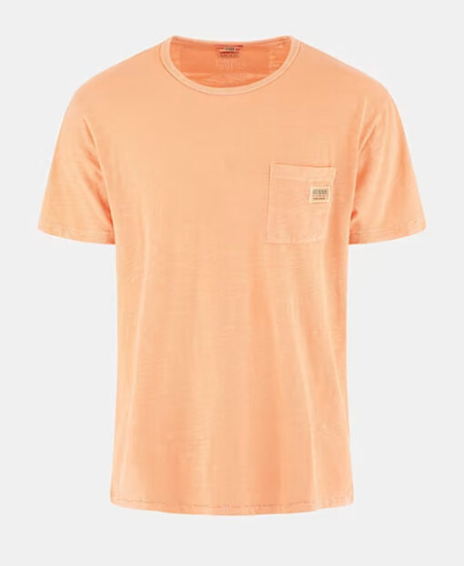 T-shirt arancione uomo con taschino GUESS-1